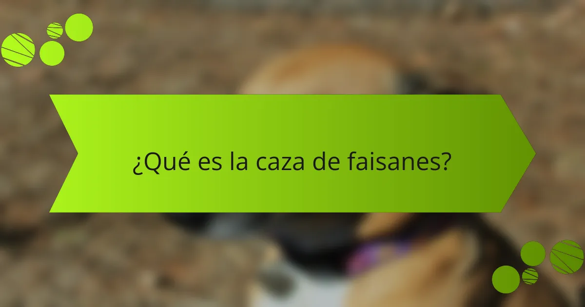¿Qué es la caza de faisanes?