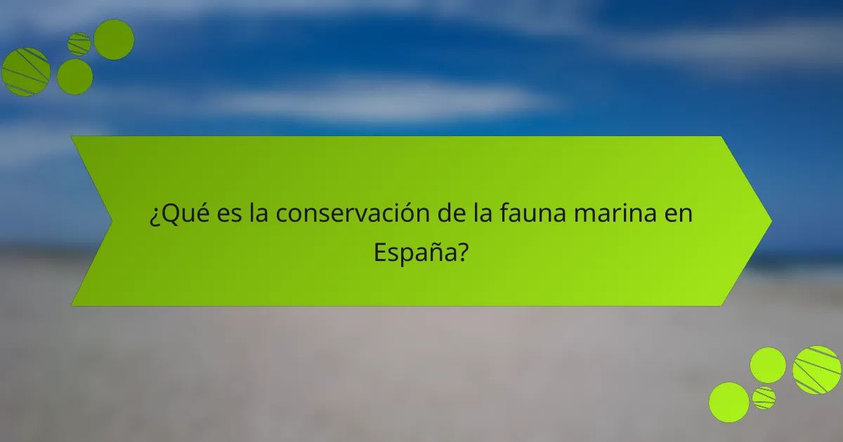 ¿Qué es la conservación de la fauna marina en España?