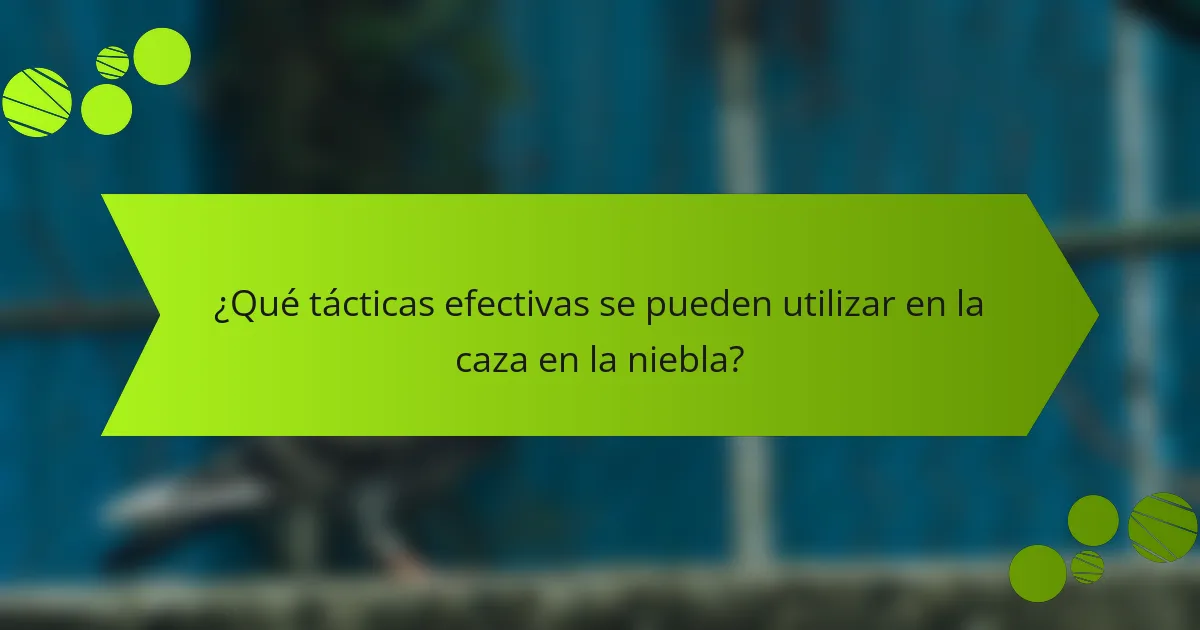 ¿Qué tácticas efectivas se pueden utilizar en la caza en la niebla?